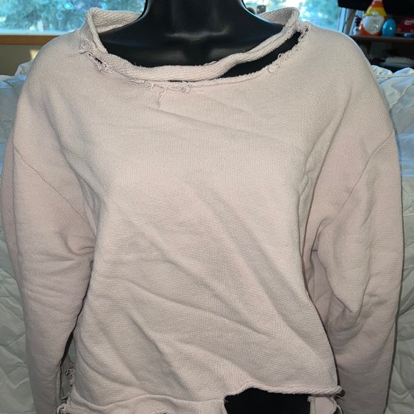 good hYOman Distressed Cropped Sweatshirt - Picture 1 of 11